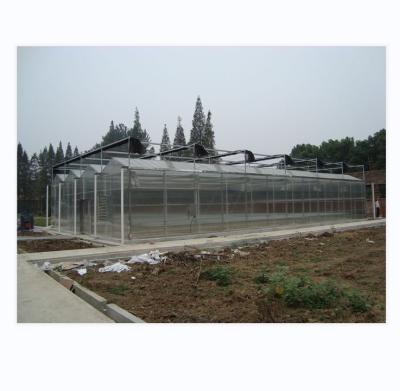 China 4m golfbreedte polycarbonaat kas installatie tekening en gegalvaniseerd staal frame Te koop