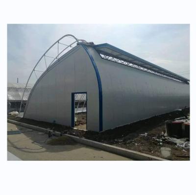 China Solar Greenhouse 50-120m Length With Double Arch Galvanized Steel Structure for sale