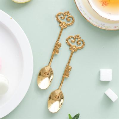 China Creative Stainless Steel Viable Wholesale Spoon Flatware Set Tea Spoon Gold Crown Cake Fork 1Pcs for sale