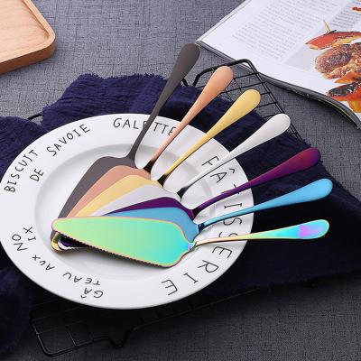 China Sustainable Colorful Stainless Steel Shovel Cake Knife Varicolored Cake Servers for sale