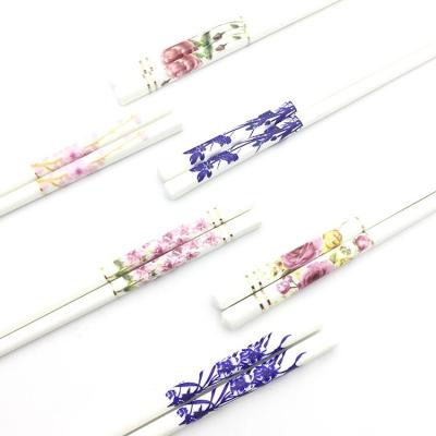 China Sustainable Bone China Chopstick Set Reusable Chinese Flower Chopsticks for sale