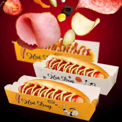 China Disposable Takeout Sausage Tray Disposable Food Box Cheese Hot Dog Paper for sale