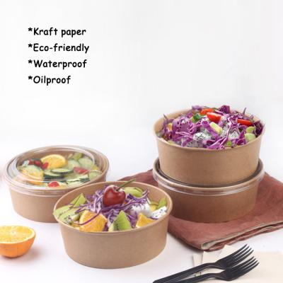 China Round Recycled Materials Wrapping Paper Salad Box Take Out Food Box For Salad Packing Food Container for sale