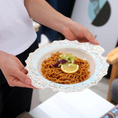 China Auspicious Steak Deep Embossment Dish Dinner Dish Pasta Dish Auspicious Dish Cloud Pattern Dish for sale