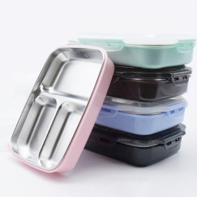 China Drip Proof Student Bento Boxes Thermal Stainless Steel Microwavable Separate Lunch Box Container for sale