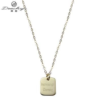 China INS Hypoallergenic Style Hot Sale Fashion Jewelry 925 Sterling Silver Square Pendant Necklaces Women Gold Plated Square Necklace for sale