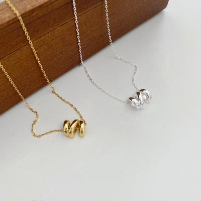 China Wholesale FASHIONABLE 925 Sterling Silver Trendy Pendant Necklace Wavy Pendant Charm For Women Jewelry Wavy Pendant Necklace for sale