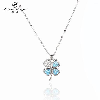 China CLASSIC Hot Selling Female Pendant Necklace Chain S925 Sterling Silver Necklace Zircon Four Leaf Clover Zircon Pendant for sale