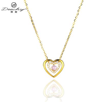 China Zircon S925 Romantic Silver Stone Heart Shaped Pendant Necklace For Women Gemstone Fashion Jewelry Heart Love Shape Necklace for sale