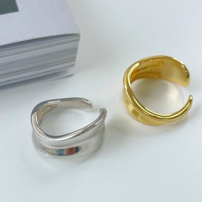 China FASHIONABLE Gold Plated SR1002 925 Sterling Silver Irregularity Wave Rings Minimalist INS Irregularity Wave Rings For Women for sale