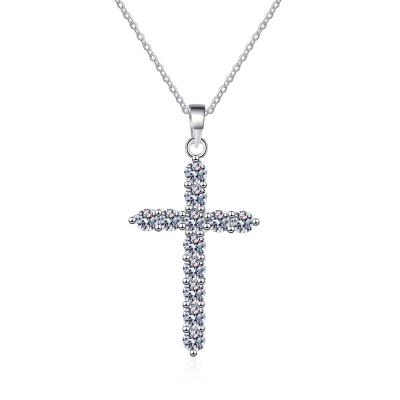 China Moissanite Chain Deechy AZ671-X VVS1 Moissanite Cross Pendant For Men Engagement Silver Women Fashion Jewelry Gift Moissanite Cross Necklace 925 for sale