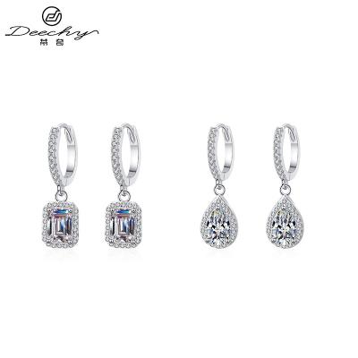 China Deechy 2-4CT Moissanite Drop Earrings 925 CLASSIC Diamond Earing Moissanite Heart And Silver Heater Cut Moissanite Circle Earrings for sale