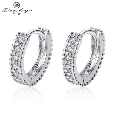 China White Gold Moissanite Circle Huggie Earrings 925 Sterling Silver VVS Moissanite Hoop Earrings Moissanite Circle Huggie Earrings For Women Men Fine Jewelry for sale