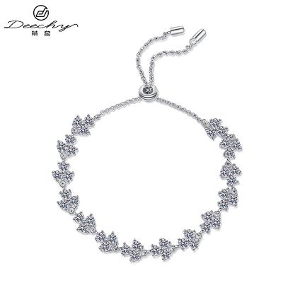 China 925 silver bracelet high quality FASHIONABLE link clover bracelets 4.2CT Moissanite Diamond Gemstone Chain Moissanite Clover for women for sale