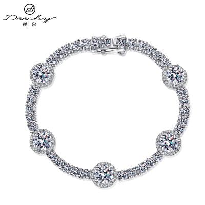 China Romantic Fine Jewelry Moissanite 925 Sterling Silver PT950 VVS Luxury Diamond Bracelet Gifts for Women Moissanite Tennis Bracelet for sale