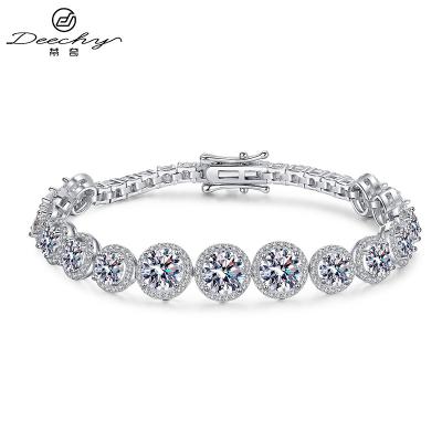 China Trendy Luxury Lab Created S925 Silver VVS Diamond Tennis Bracelet Jewelry Gifts For Women Girls Gemstone Moissanite Chain Bracelets for sale