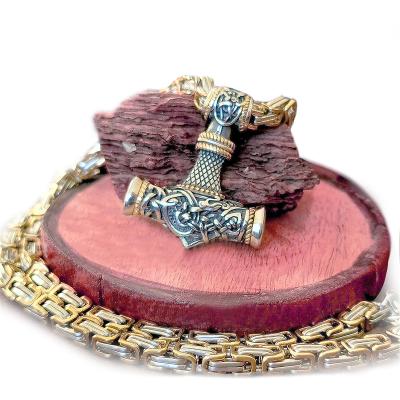 China VIKINGS Custom Scandinavia Jewelry Mens Stainless Steel Heavy Chain Viking Thor hammer Pendant Necklace for sale