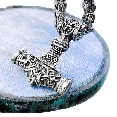 China VIKINGS Custom Thor hammer Mens Viking Stainless Steel Heavy Chain Pendant Necklace Scandinavia Jewelry for sale