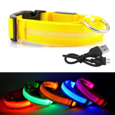 China Quick Release Amazon Hot-selling Creative Nylon USB Rechargeable Collar LED Pet Collar for Dogs for sale