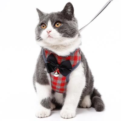 China Quick Release 2022 Amazon Christmas Custom Bowknot Bell Corset Cat Collar and  Leash Harness Set Cat Leash Harness for sale