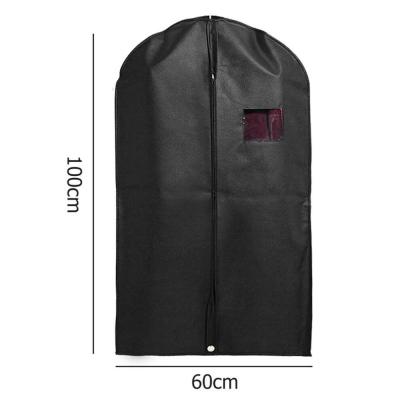 China Protective Clothing Black Garment Bag Covers Suit Hanging Bag Cover Full Window Suit Clear Dress Zipper Clothe Travel Bags for sale