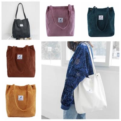 China Large Capacity Custom Handled Grocery Tote Bag Corduroy Women Bag Large Shopping Bags for sale