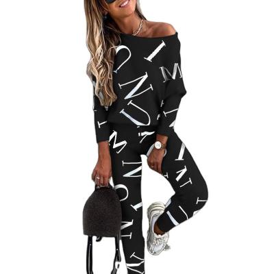 China Breathable Women Fall 2 Piece Set Women Teams Letter Print Sets Wholesale Girls Fashion Leisure Long Sleeve Long Pants Tracksuits Set for sale