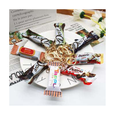 China Creative Funny Souvenir Simulation Chocolate Key Chain Candy Snacks Hanging Props for sale