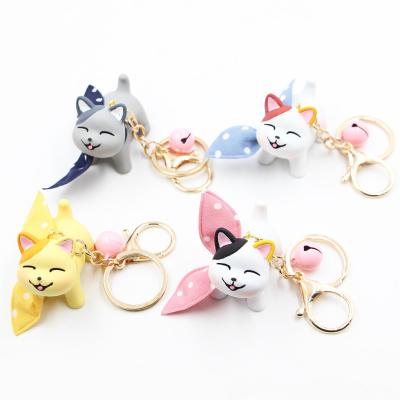 China Lucky Cat Keychain Creative Simulation Resin Cat Keychain Ladies Bag Car Lovers Pendant Gift Key Chain Accessories Decoration Cartoon for sale