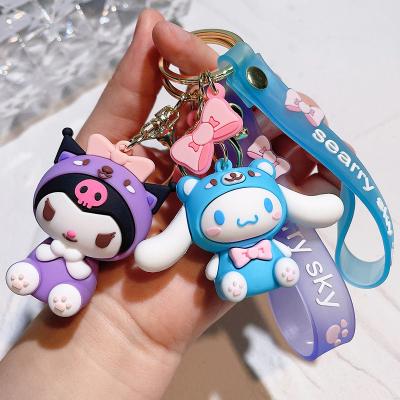 China Fashional Souvenir Gifts Wholesale Cute Purin Kawaii Mymelody Kuromi Cinnamoroll Pompom Charm Sanrio PVC Cartoon Key Chain For Girls Pendant Key Chain for sale