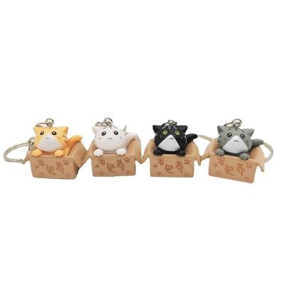 China Keepsake 4 Colors Kawaii Cartoon Box Cat Figure Miniature Mini Garden Craft Plastic Desktop Ornament Home Decor Kids Gift for sale