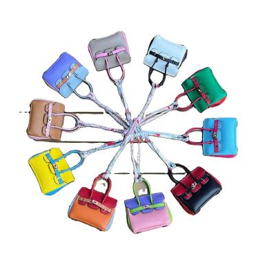 China Bag Leather Pendant Wrapped New Mini Patchwork Color Cute Simulation By Leather Fasion Earphone Bag Car Key Chain Lipstick for sale