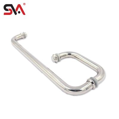 China Easy To Install And Durable Bathroom Design Commercial Glass Door Stainless Steel Push Pull Handle For Frameless Glass Door for sale