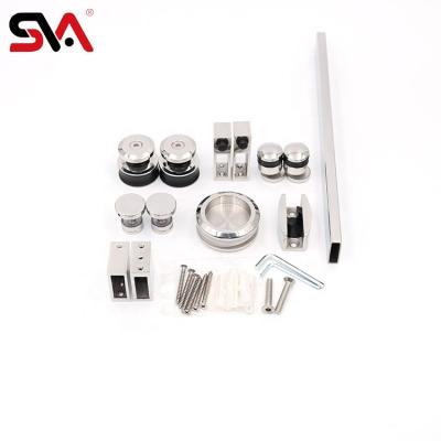 China Quiet Glass Operation Balcony Bathroom Stainless Steel Sliding Shower Door Hardware Fitting Kit for sale