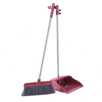 China Home household cleaning good quality windproof materials long handle easy to sweep broom and dustpan set easy to clean for sale