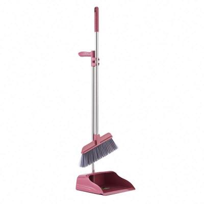 China Hot Sale Home Household Cleaning Design Easy To Sweep Straight Teeth Design Broom And Dustpan Set With Metal Long Hand for sale