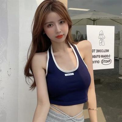 China High Waist Hanging Vest Women's Anti-pilling Suspender Neck Tank Tops Summer Fit Sports Style Bottom Woman Clothing Tops for sale