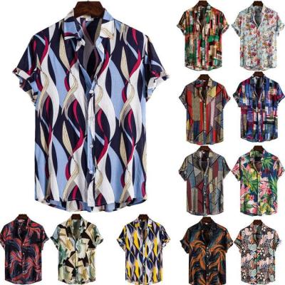 China Breathable T-shirt For Men's Beach Casual Design Lapel 2022 Floral Print Hawaiian Shirt Men Plus Size Mens Shirts for sale