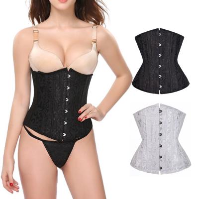 China Wholesale Breathable Under Bust Steel Bone Corset Plus Size Waist Trainer Abdominal Gothic Shaper Black Corset for sale