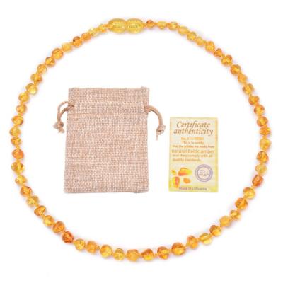 China Wholesale Trendy Natural Amber Handmade Beaded Jewelry Kids Fashion Necklace Children Irregular Beads Baby Necklace for sale