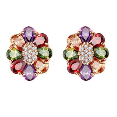 China New Latest Trendy Fashion Earrings Jewelry Rose Gold Stud Earrings Color Korean Crystal Zircon Earrings for sale