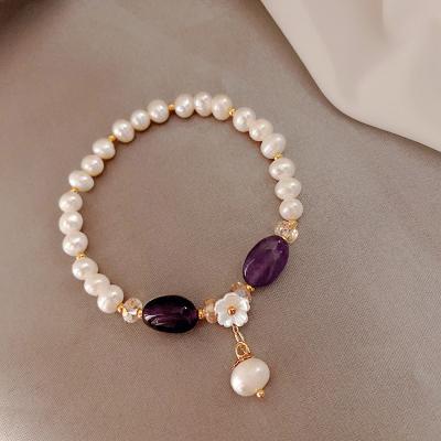 China Trendy Handmade Freshwater Pearl Bracelet Women Jewelry Fashion Crystals Healing Stones Bracelet Natural Stone Beads for sale