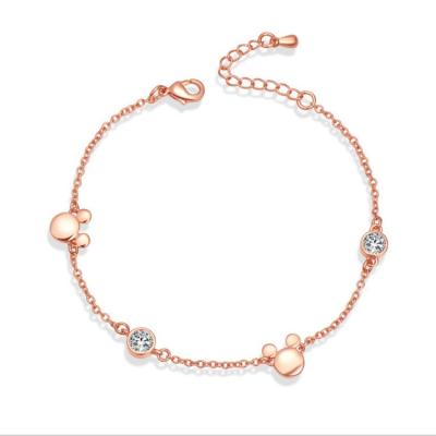 China Lovely Cute Korean Cartoon Jewelry Bracelet Rose Gold Mouse Head Zircon Charm Bracelet Girl Bracelet Jewelry Gift for sale