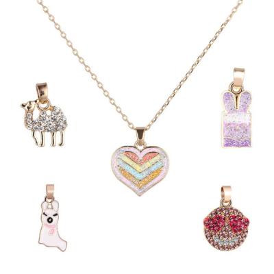 China Sweet and popular children's necklace sweet heart-shaped smiley face can be exchanged for DIY necklace children's jewelry pendant set for sale