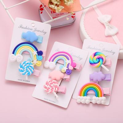 China Lovely Rainbow Kids Hair Clips Soft Cute Single Color Lollipop Hair Clip Children Hair Accessories Hair Clip Sets 3 Piece Sets for sale