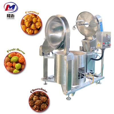 China Planetary mixing to ensure uniform coating & Avoid Automatic Safe Temperature Control Burned Stainless Steel Propane Fuel Fired Pan Cost Video Caramel Popcorn Machine for sale