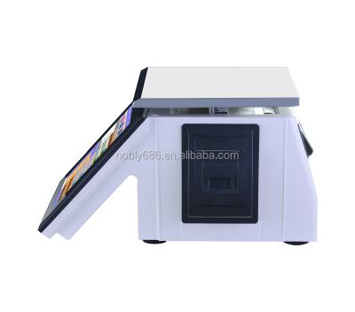 China Fruit shop plug and play all in one electronic touch screen scale with cash register, cash drawer, laser scanner for sale