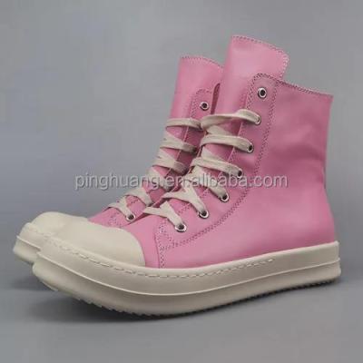 China New Wholesale Custom Flat Canvas Casual Flat Canvas Rick Owens High Boots Plus Size Men Women Casual Martin Boots Breathable Pink Rejects Shoes for sale