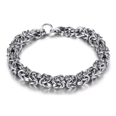 China Ouj FASHIONABLE Antique 316L Stainless Steel Mens Jewelry Byzantine 7mm 8mm Hip Hop Silver Link Chain Bracelet for sale