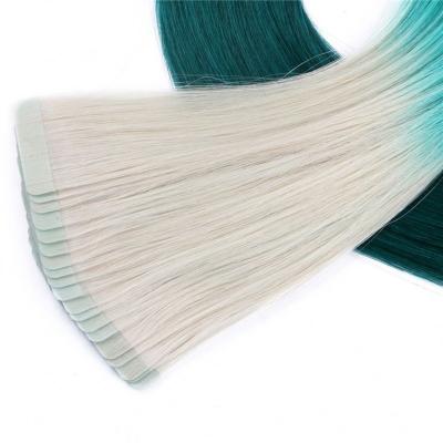 China Remy Cuitlce ​​Ash Blonde Balayage Ombre Brazilian Silky Straight Double Wave Salon Quality Tape In Hair Extension for sale